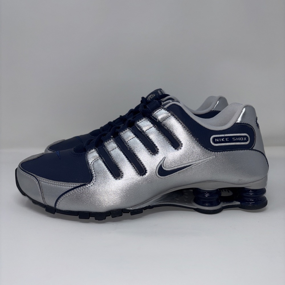 Nike Shox NZ Metallic Silver Midnight Navy, Mens Sz 10, 378341-402